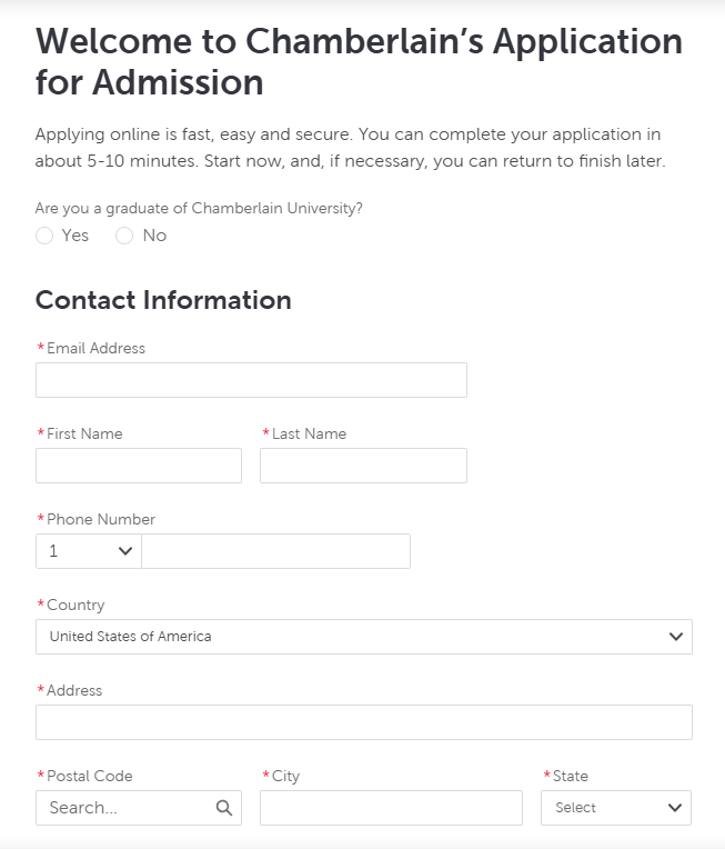 Chamberlain Application Details